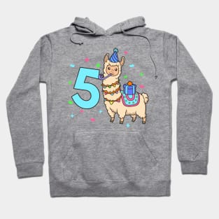 I am 5 with Lama - kids birthday 5 years old Hoodie